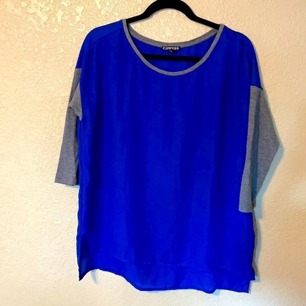 Express royal blue and grey tunic style top size S